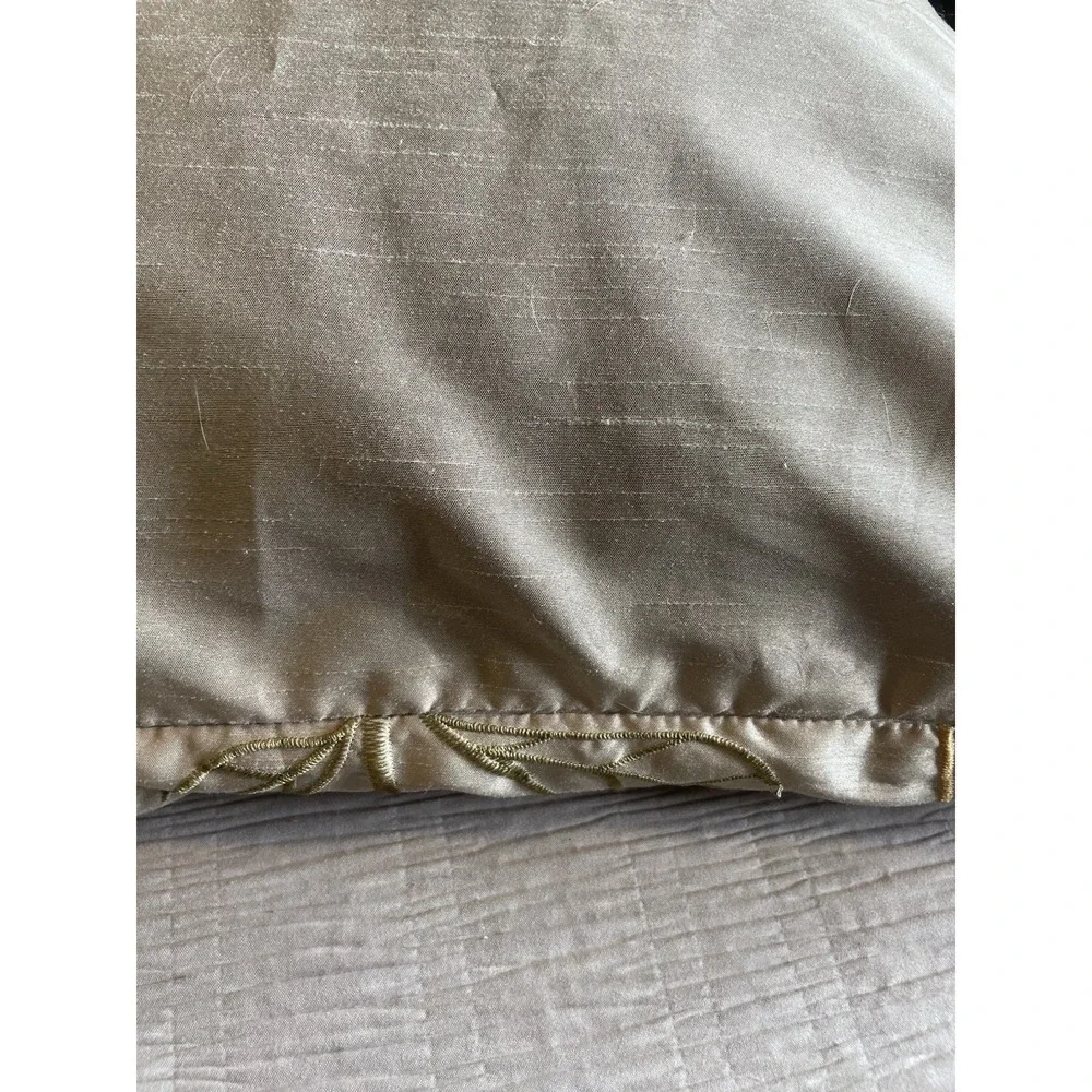 Vintage Satin Embroidered Floral Hummingbird Cottagecore Accent Pillow 17